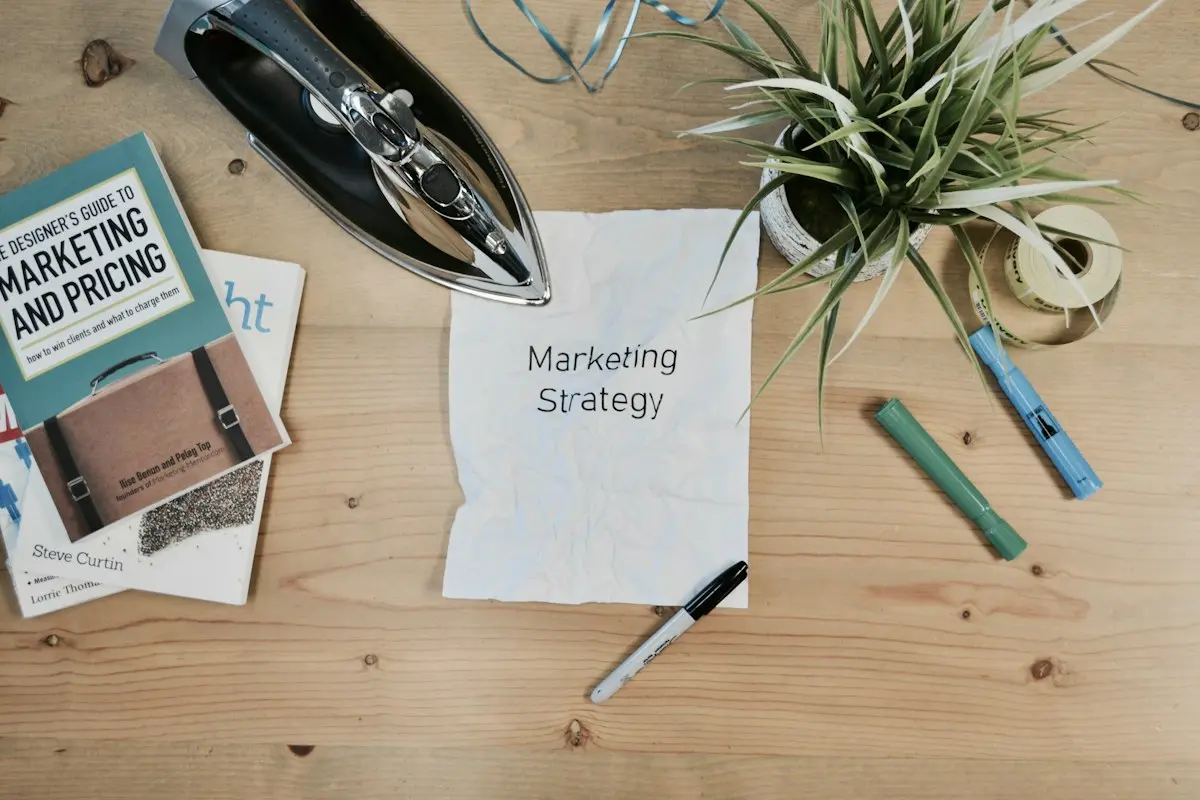 Marketing strategy notes on a desk