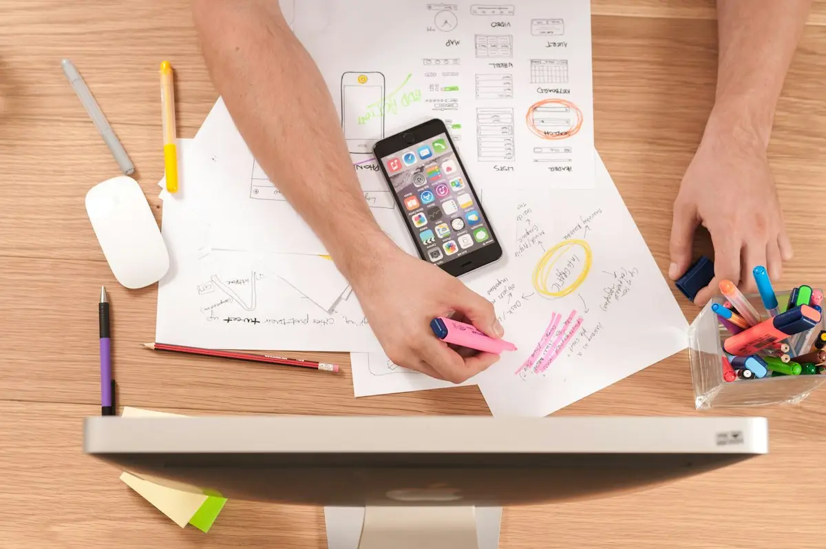 Content planning on paper with a phone