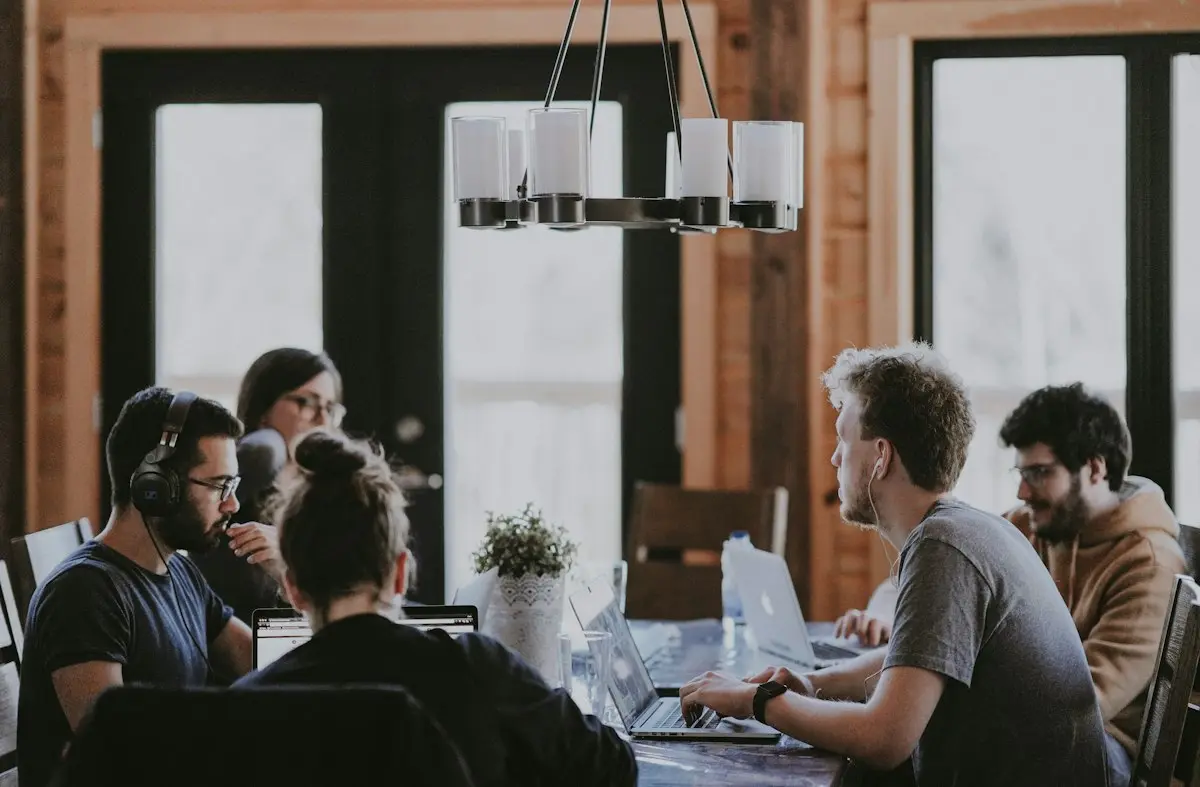 Our team working together around a table